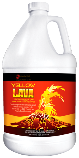 Yellow LAVA contains more active ingredients and technologies than any other USOR prespray (Urine Stain and Odor Remover)